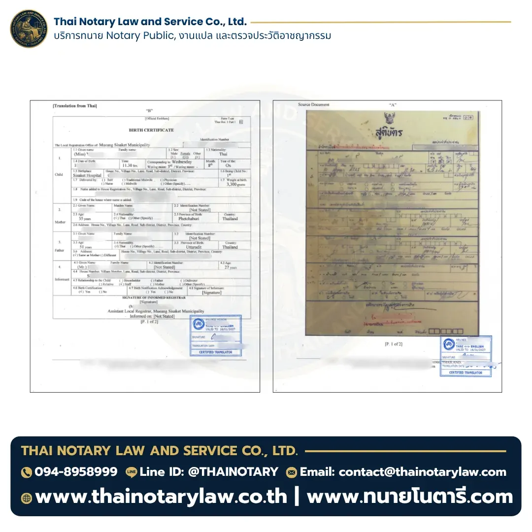 สูติบัตร แปลรับรอง NAATI